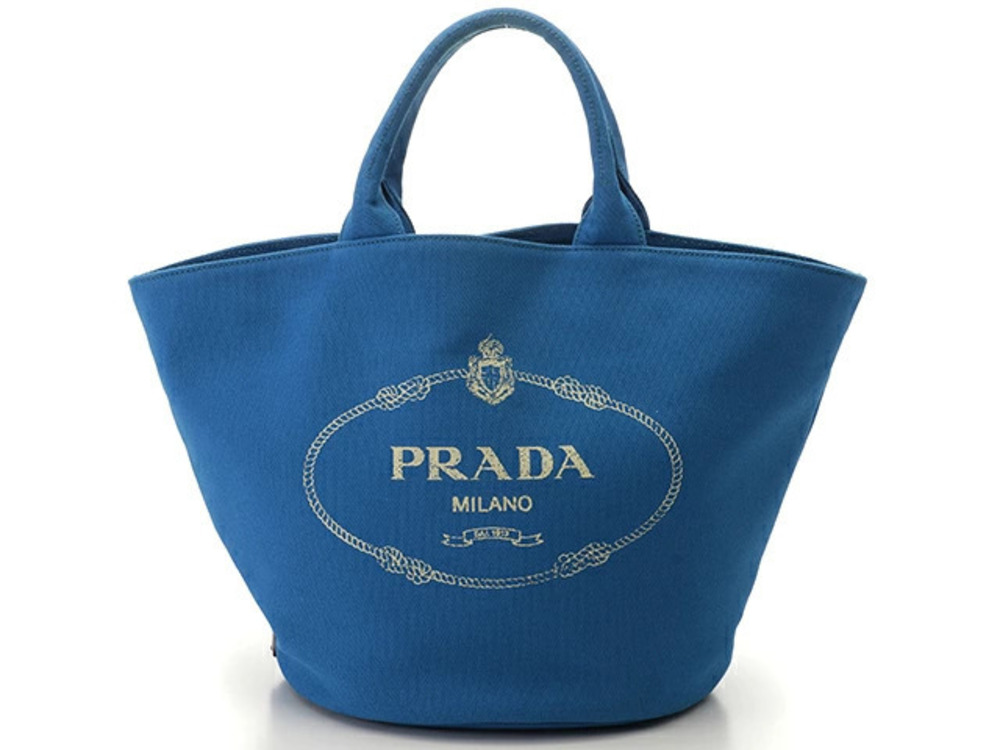 Prada Canapa Tote Bag Blue Canvas
